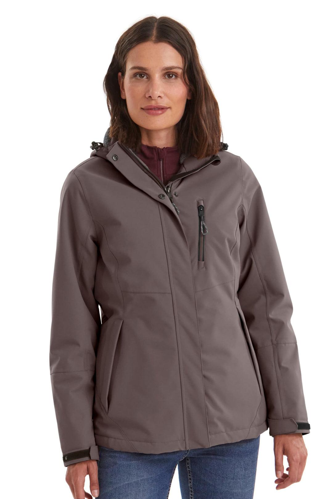 Killtec Damen Kow 170 Wmn Jckt Funktionsjacke/Outdoorjacke mit abzippbarer Kapuze 36 dunkel malve, 3