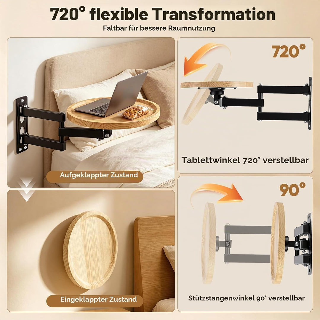 Runder Klapptisch Wand, Klappbar Wandtisch 30cm Kleine Wandmontierter Ausziehbar Rund Tisch Wandtisc