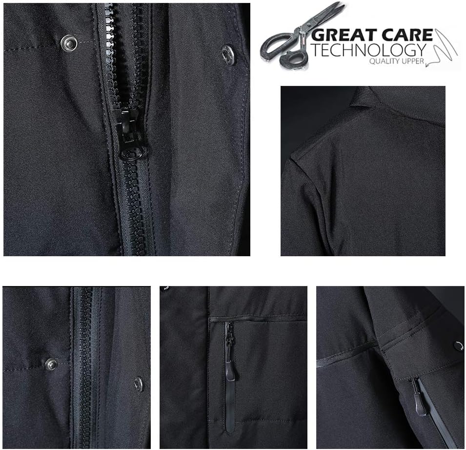 Allthemen Daunenmantel Herren Winter Lange Steppmantel mit Kapuze Warm Wintermantel Winterparka 3XL