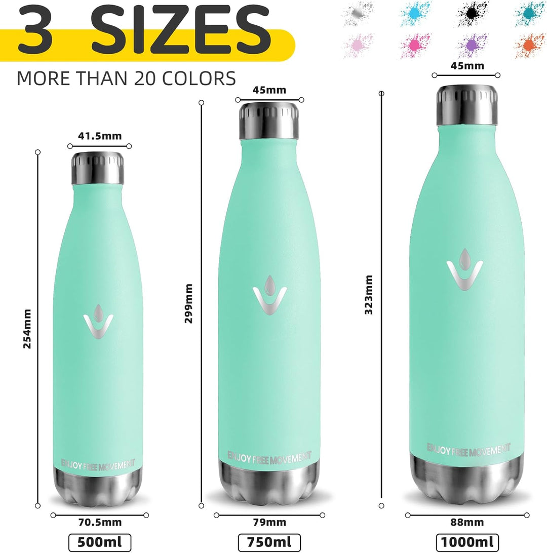 Thermosflasche- 1l- Trinkflasche Edelstahl, Trinkflasche Sport, BPA-freie, Trinkflasche Auslaufsiche