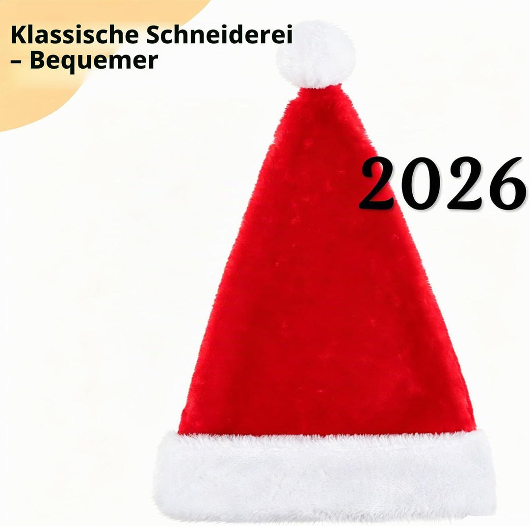 KONVINIT Weihnachtsmütze Nikolausmütze Erwachsene Plüsch Rand Weihnachtsfeier Rote Santa Mütze Nikol