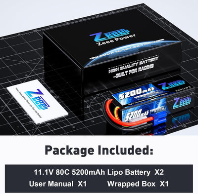 Zeee 3S LiPo Akku 11,1V 80C 5200mAh Hardcase Batterie mit EC5 Steck für RC Auto, RC Flugzeug, RC Hub