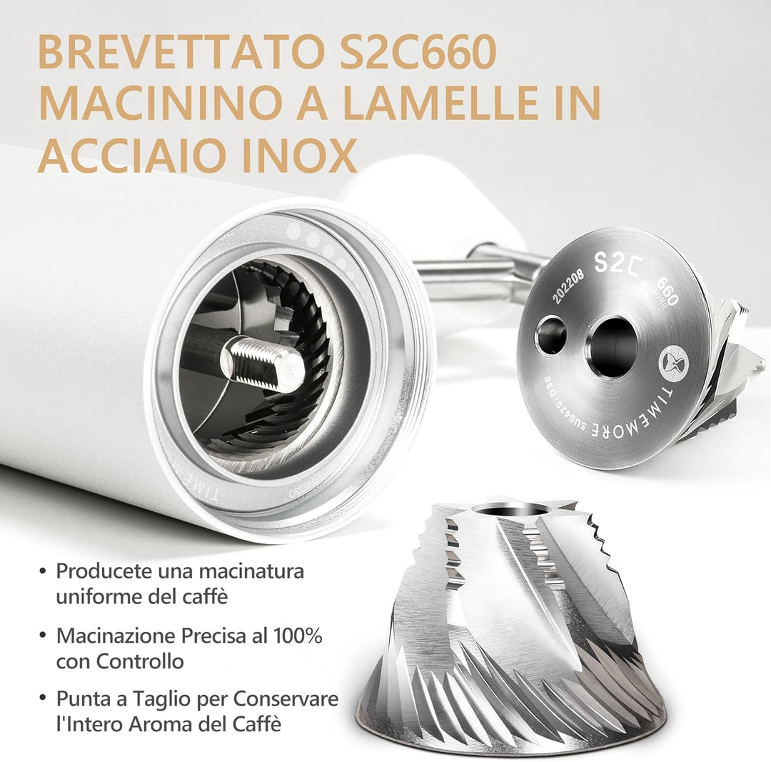 TIMEMORE Chestnut C3s PRO Kaffeemühle Manuell, Upgrade Integrierte Ganzmetallgehäuse, Handkaffeemühl