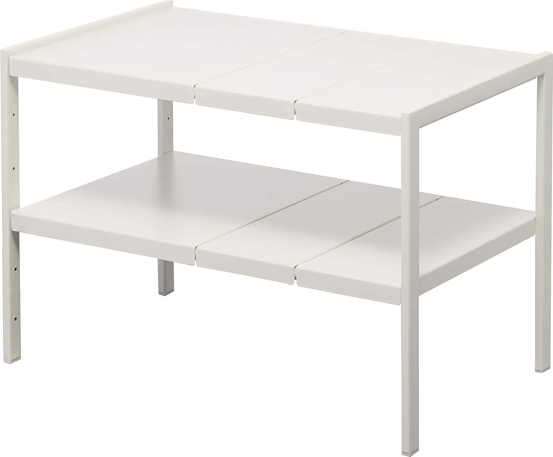Yamazaki 4948 TOWER Ausziehbarer Organizer mit 2 Ebenen, weiss, Stahl, Minimalistisches Design