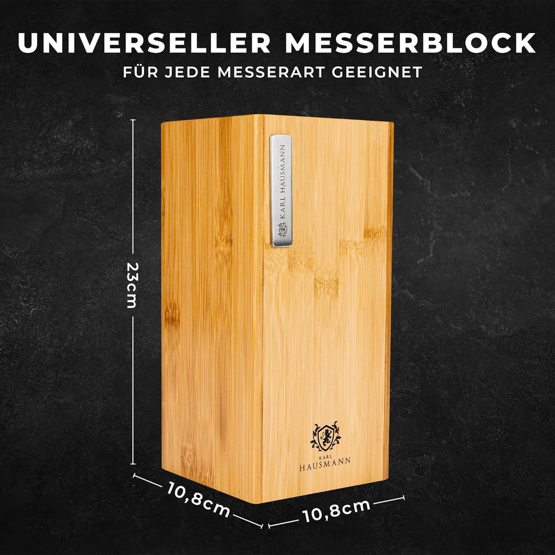 KARL HAUSMANN Bambus Messerblock, Universeller Messerblock aus Holz, universell für Küchenmesser, Kü