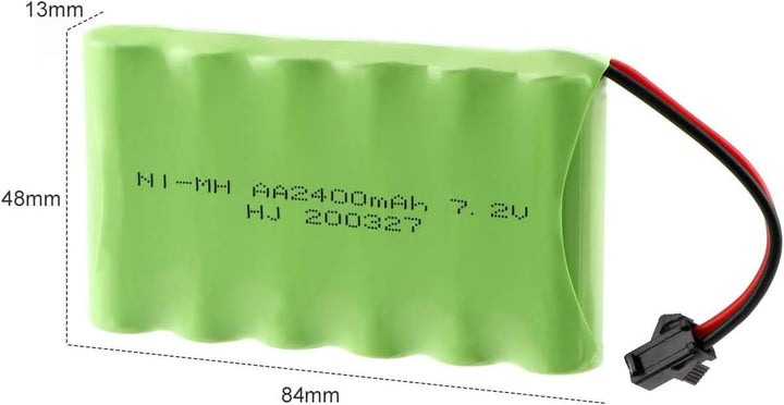 YUNIQUE Deutschland 1 Stück wiederaufladbare Batterie 7,2 V 2400 mAh NI-MH AA mit SM-2P 2Pin Plug un