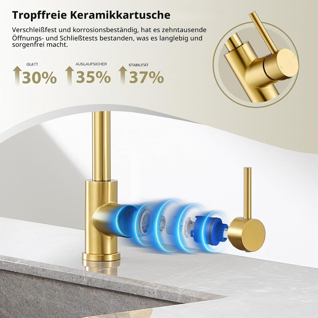 Küchenarmaturen wasserhahn küche,ausziehbar 360° Drehbar 2 Sprühfunktionen, Edelstahl küche wasserha
