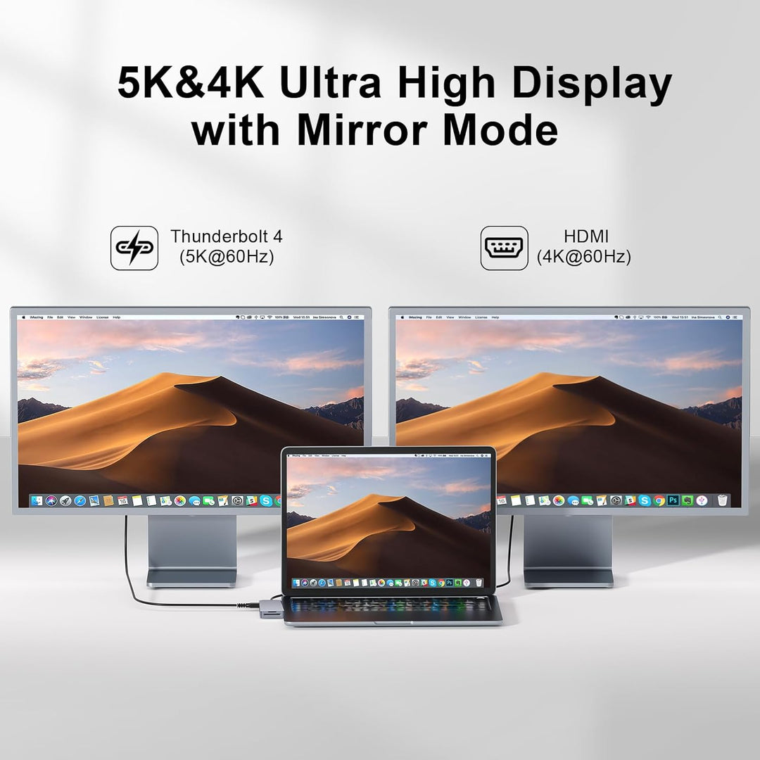 USB C Hub, 8 IN 2 USB Adapter für MacBook Pro Air, Thunderbolt 4 Dock 100W PD, 40Gbps, 4K HDMI, USB