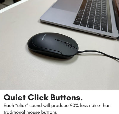 Macally Kabelgebundene USB-C-Maus für Mac und PC, schlank, leise und zuverlässig, 3 Tasten, Scrollra