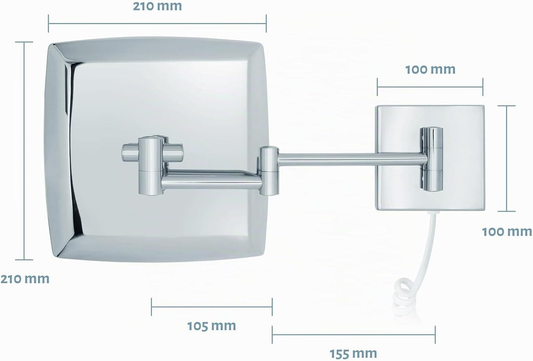 Libaro LED Kosmetikspiegel mit Sensor Verona eckig 5fach Vergrösserungsspiegel quadratisch Wandmonta