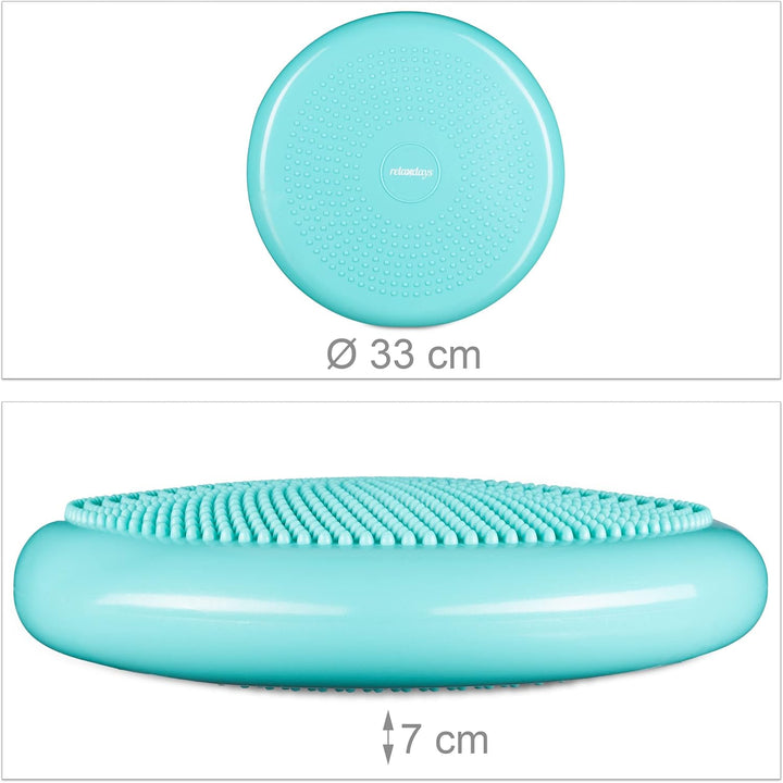 Relaxdays Balance Kissen, max. Gewicht 140 kg, Balance Pad mit Luftpumpe, Ballsitzkissen m. Noppen,