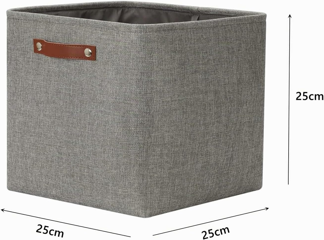 Mangata Collapsible Storage Cube Boxen, 25CM Cube Leinen gewebtes Gewebe Lagerung Körbe mit Leder Gr
