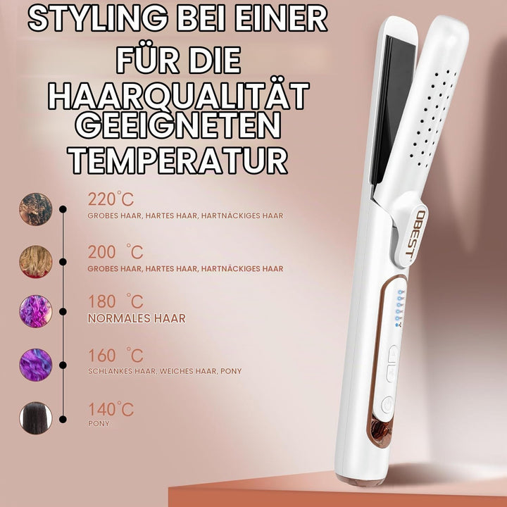 OBEST Airflow Curler Haarglätter und Lockenstab 2 in 1, Glätteisen Lockenstab, 30s Schnellaufheizung