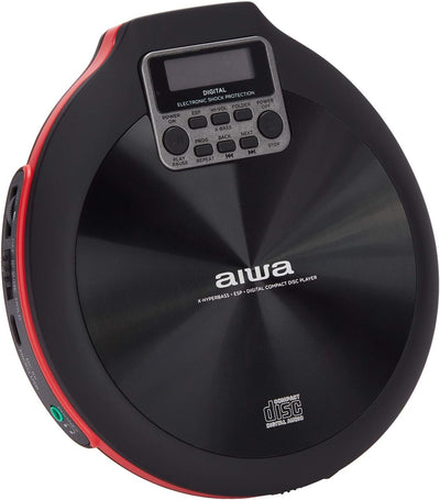 CD-Player AIWA PCD-810RD Rot/Schwarz & Hama CD-Player-Tasche für Discman und 3 CDs (mit Kabelausgang