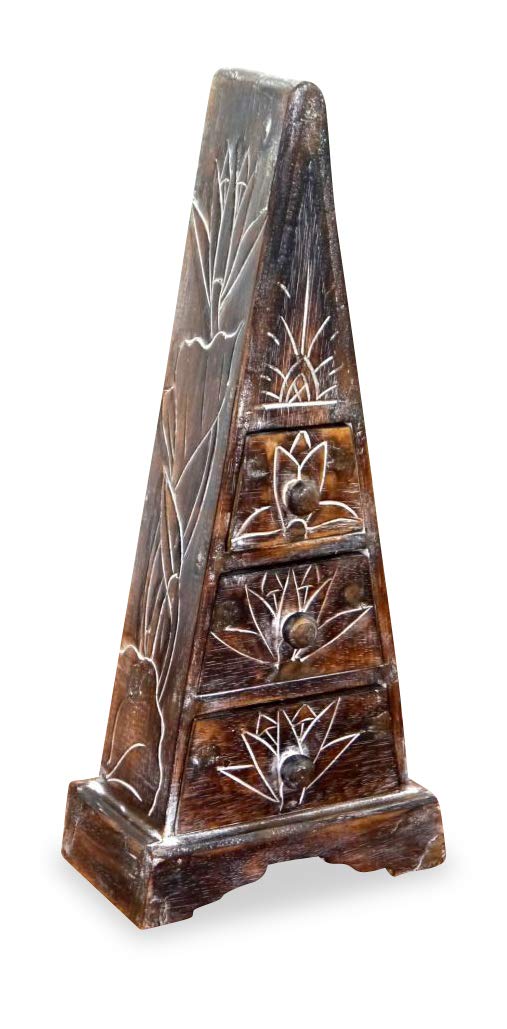 livasia Pyramiden Kommode, Schubladenkommode, Schubladenschränkchen, Schmuckschränkchen (Dunkelbraun
