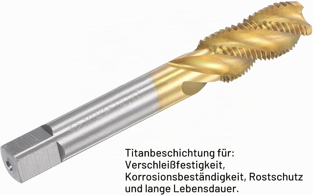 sourcing map Gewindebohrer mit Spiralnut M14 x 1.5 Schnellarbeitsstahl Titanbeschichteter Maschineng