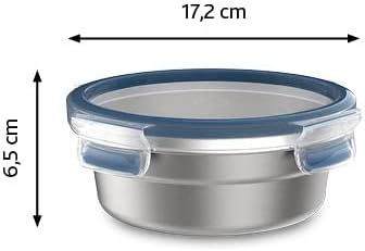 Emsa Clip & Close auslaufsichere Edelstahl-Frischhaltedose, 0,8 Liter Fassungsvermögen, rund, spülma