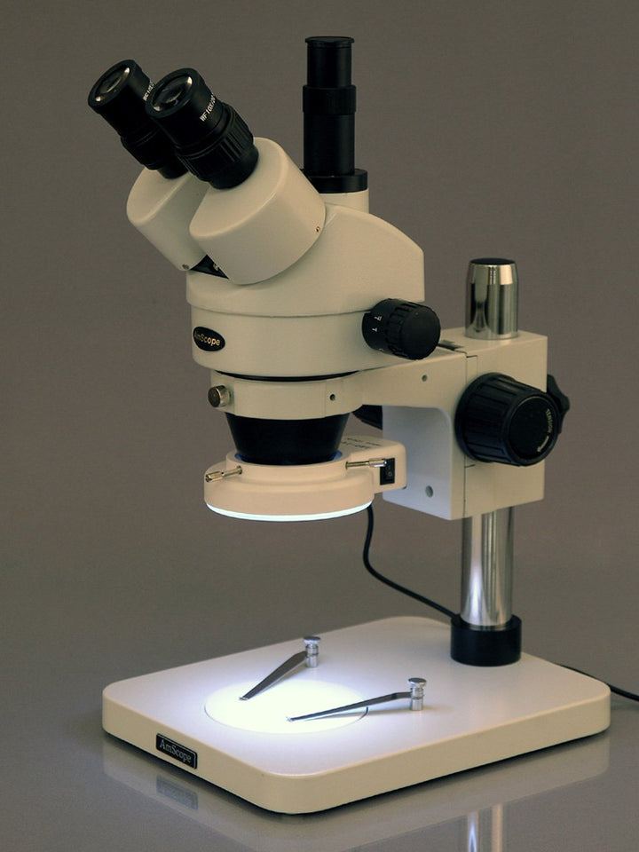 AmScope SM-1TSZ-144S Inspektion Trinokulares Zoom Stereomikroskop mit 144-LED Kompaktlicht, 3.5X-90X