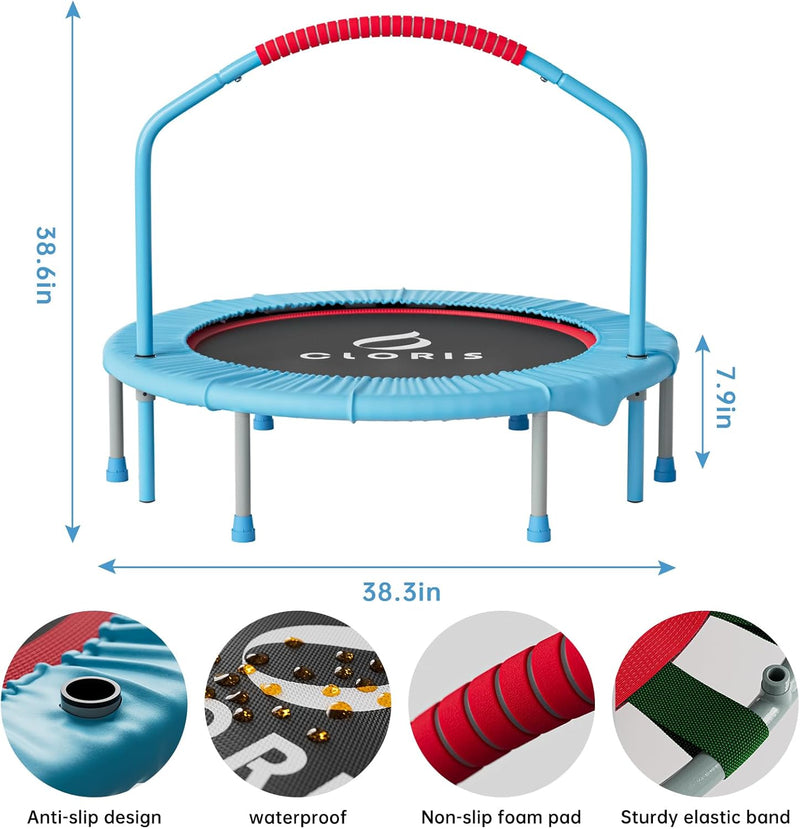 CLORIS 101,6 cm faltbares Fitness-Trampolin – maximale Belastung 180 kg, Mini-Rebounder mit verstell