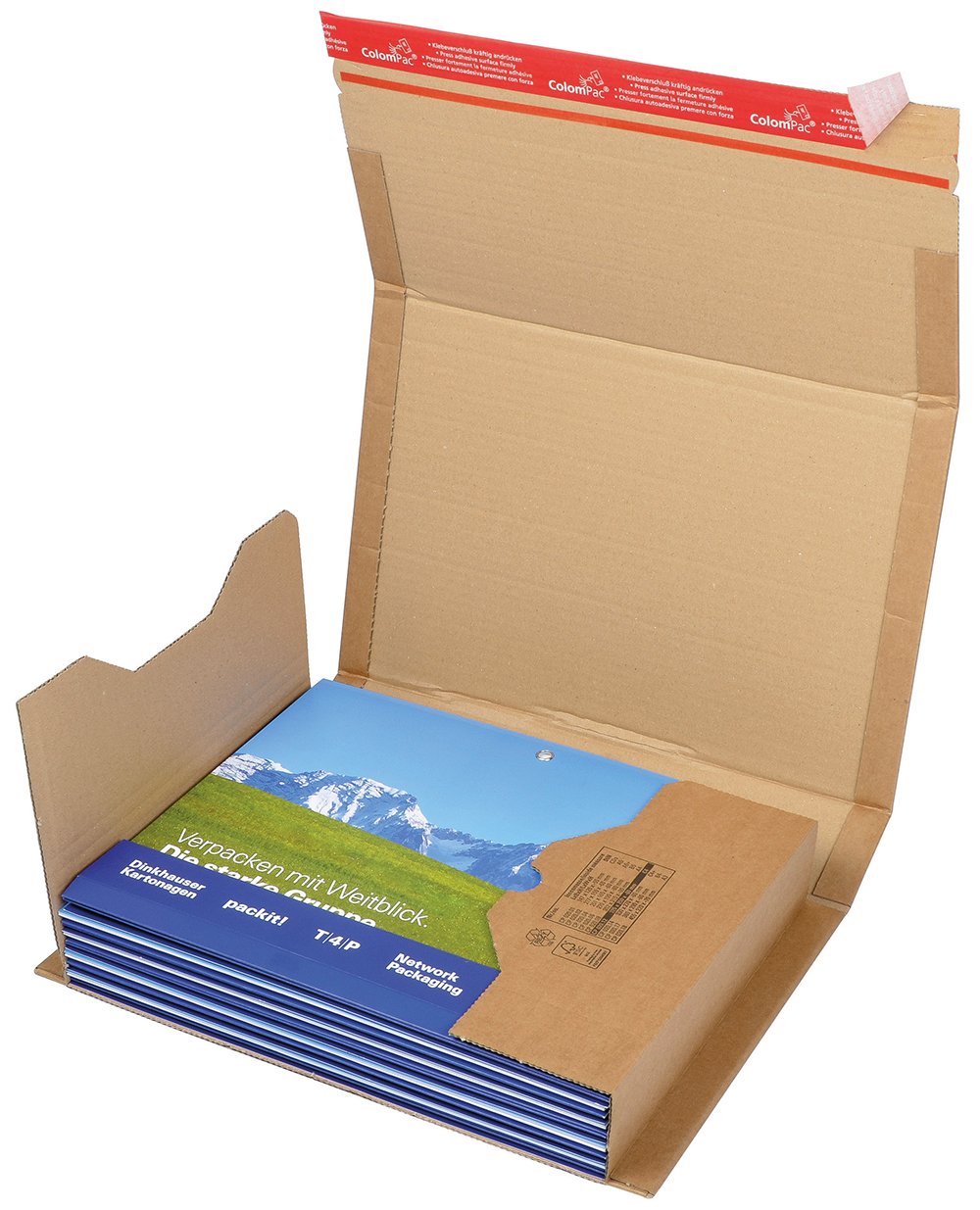 ColomPac CP020.12 Wickelverpackung aus Wellpappe mit Selbstklebeverschluss und Aufreissfaden, braun