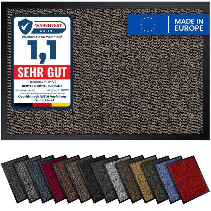 Gentle North Hochwertige Fussmatte beige 90x150cm gross für Innen & Aussen - Schmutzfangmatte rutsch
