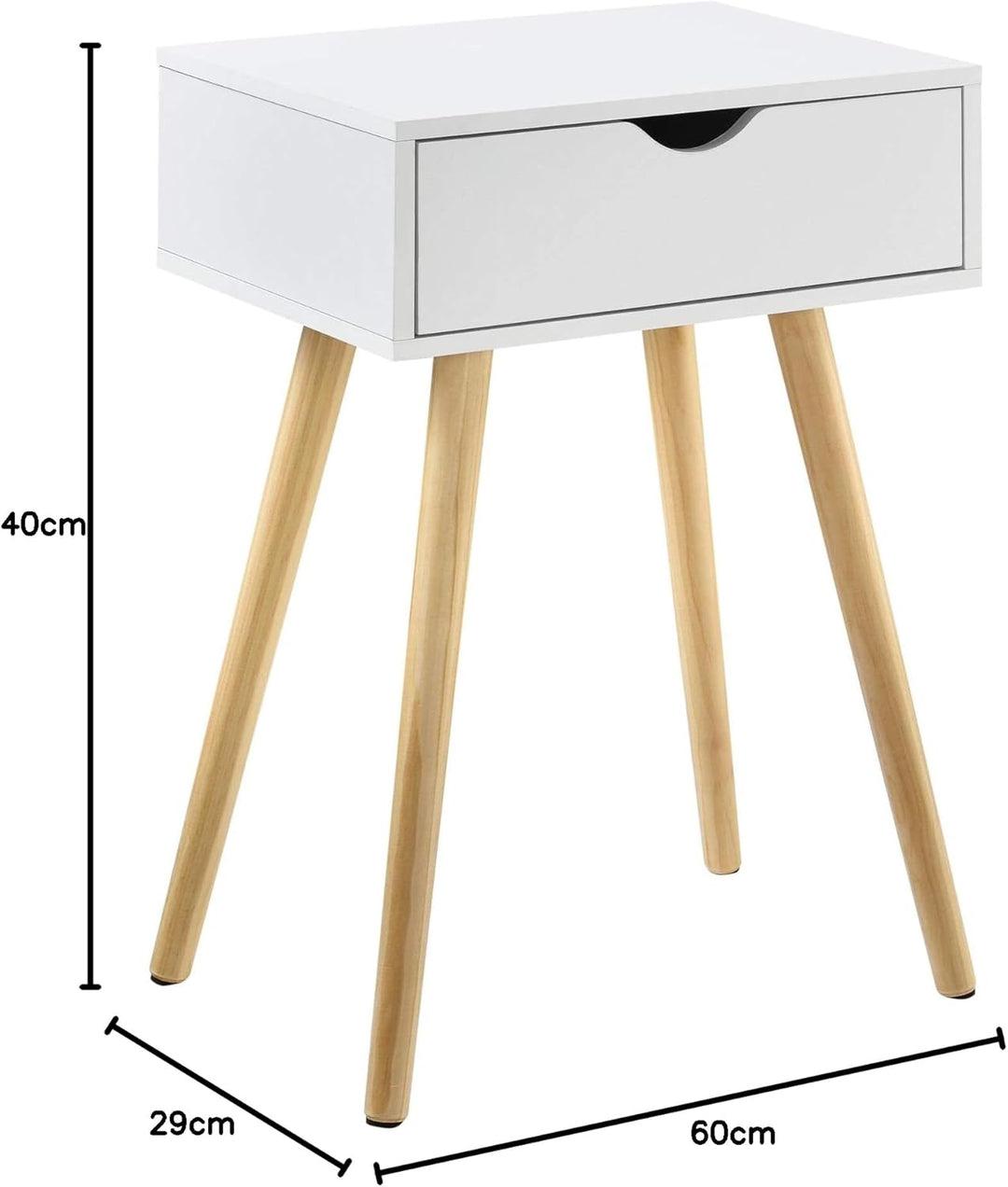 [en.casa] Beistelltisch mit Schublade Weiss Retro 60x40x30 cm Kommode Nachttisch Schubladentisch Nac