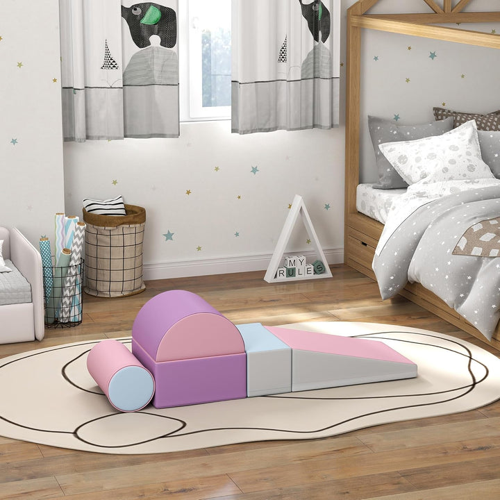 HOMCOM 5 TLG. Schaumstoff Bausteine Kinder Softbausteine Klettern Bauklötze Weiche Schaumstoffbauste