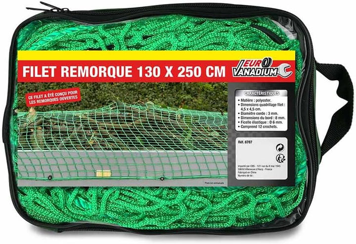 Euro-VANADIUM Anhängernetz mit elastischem Rand, 160 x 300, Grün 160 x 300