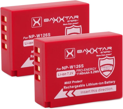 Baxxtar NP-W126s NP-W126 Akku-Pack MaxProtect (1140mAh) mit aktivem NTC-Sensor und V1 Schutzgehäuse