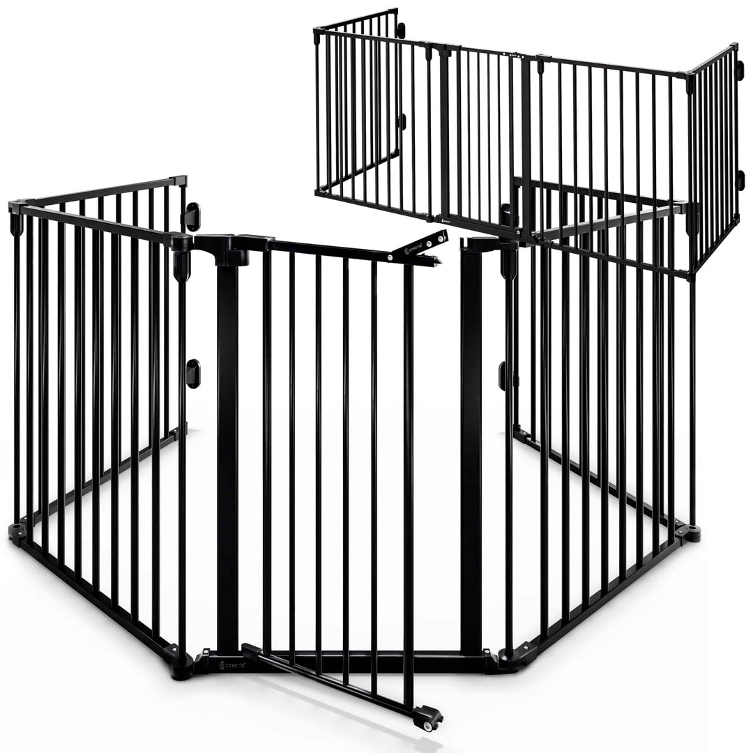 CASARIA® 2X Kaminschutzgitter Baby Laufstall mit Sicherheitstür 612x76cm Ofengitter Metall Kindersch