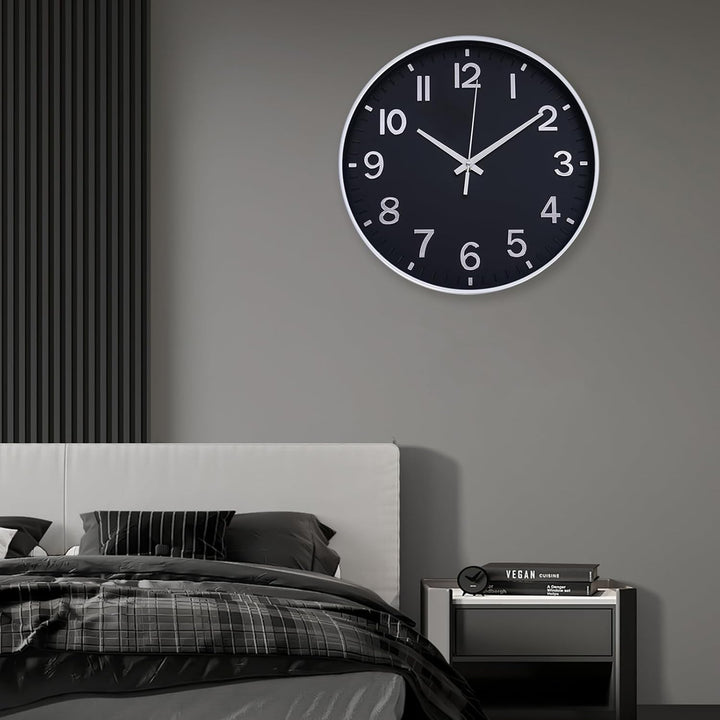 HZDHCLH Funkuhr 30 cm Grosses Ziffernblatt Wanduhr Geräuschlos,Geeignet für Schule, Zuhause, Wanddek