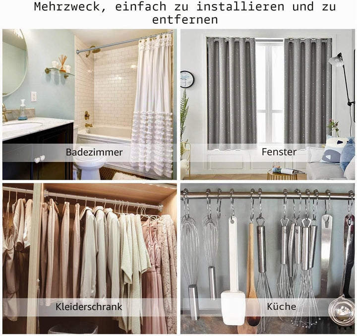 Teleskopstange Siler 120cm-290cm Duschvorhangstange ohne Bohren aus Edelstahl ausziehbare Kleidersta