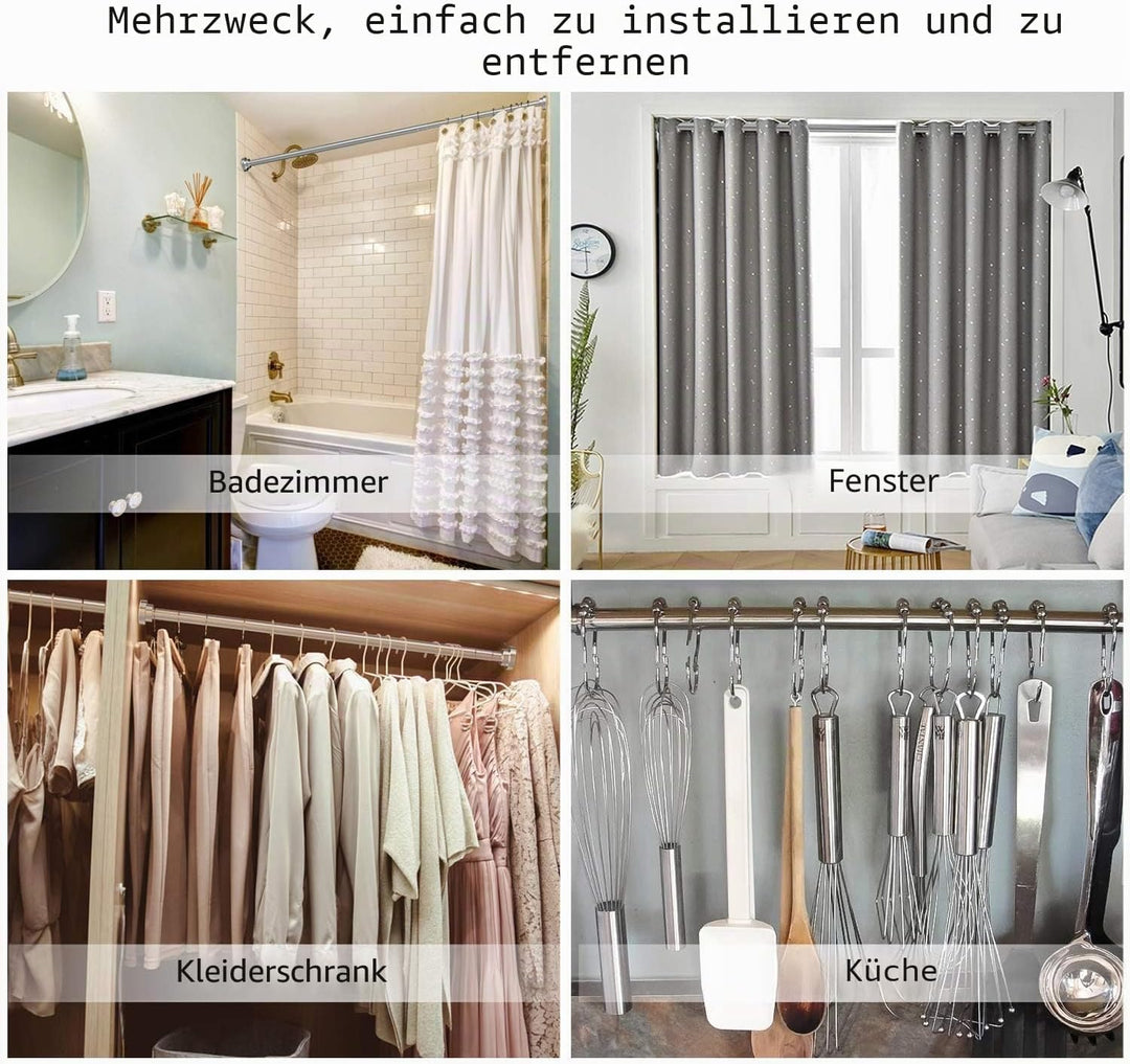 Teleskopstange Siler 120cm-290cm Duschvorhangstange ohne Bohren aus Edelstahl ausziehbare Kleidersta