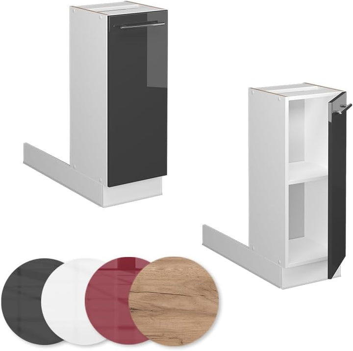 Vicco Kücheninsel Fame-Line, Anthrazit Hochglanz/Weiss, 30 cm ohne Arbeitsplatte Anthrazit Hochglanz