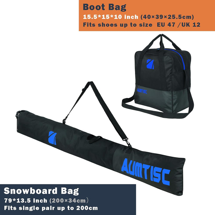 AUMTISC Skitasche und Skischuhtasche Combo - Skitaschen für Flugreisen - gepolsterte Schneeskitasche