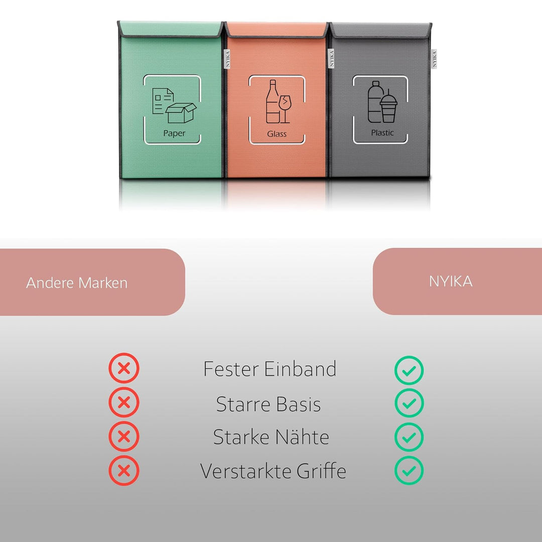 NYIKA Recycling System - Altglas Sammelbehälter - Pfandflaschen Aufbewahrung - Leergut Sammelbehälte