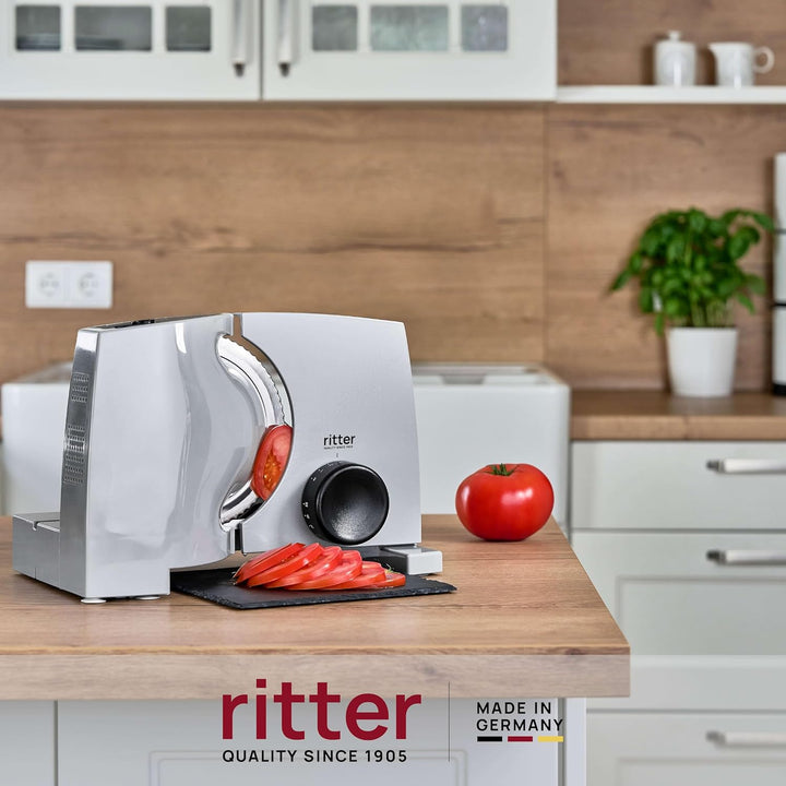 ritter nova 1 E Elektrischer Allesschneider & Brotschneidemaschine aus Metall mit elektrolytisch pol
