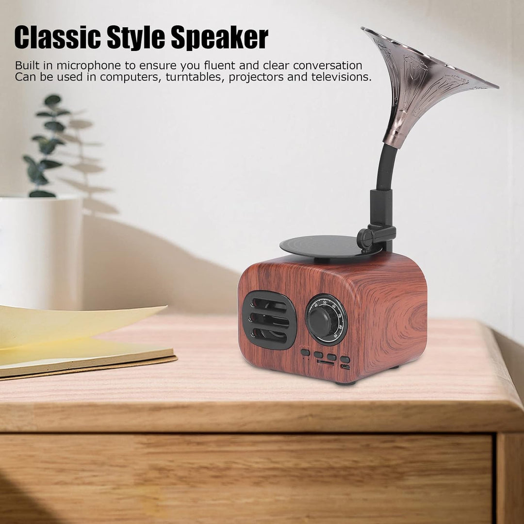 MOUMOUTEN Retro-Grammophon, Musikbox, tragbarer kabelloser Vintage-Lautsprecher, 5 W USB, wiederaufl