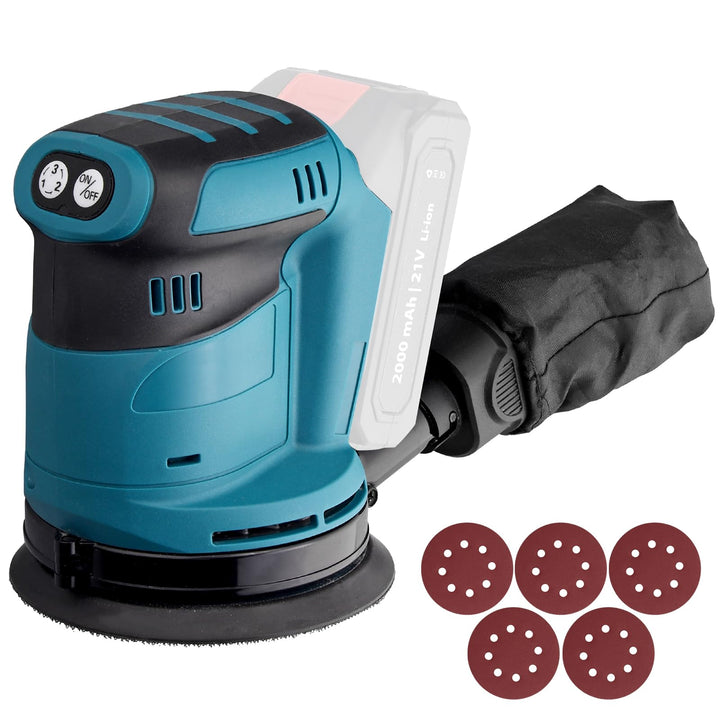 AMTOVL Exzenterschleifer Schleifmaschine Schleifgerät 3 Leistungsstufe mit 5PCS 125mm Schleifpapier