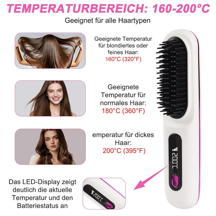 Stylingbürste für kurze Haare kabellos Haarglätter Bürste, Haarglätterbürste, tragbare Haarbürste el