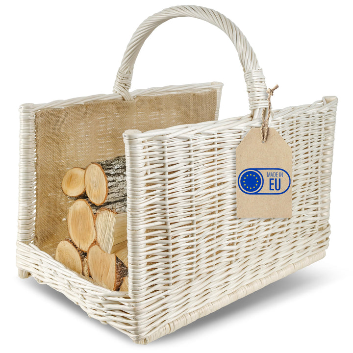 Creative Home Gross Kaminkorb Weiss Holzkorb Kaminholzkorb Rattan | 50 x 34 x 50 cm | Aufbewahrung R