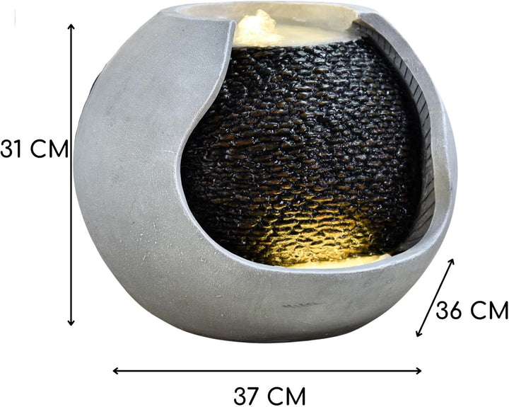 Moderne Innen- und Aussenbrunnen weisse LED, grosse Dekorationsbrunnengarten Terrasse Wohnzimmer, Ge