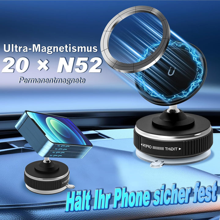 HOAMZ Vakuum Magnetischer Handyhalterung Auto für Magsafe Autohalterung, 20KG Vakuum, 20*N52 Starker