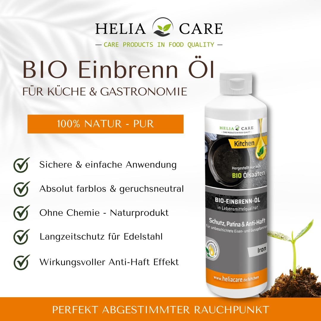 BIO Einbrennöl „Iron“ - Premium Einbrenn und Pflegepaste - 100% natürliches Einbrenn-Öl für Eisen- u