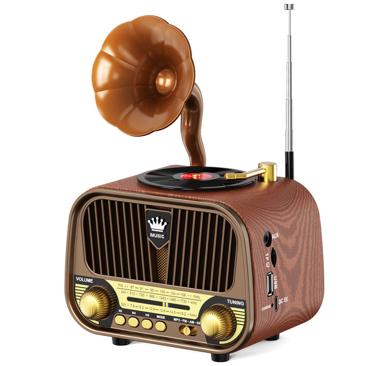 PRUNUS J-190 Retro Radio Klein AM/FM/SW, Nostalgie Radio mit Akku 1800mAh, Kofferradio mit Bluetooth