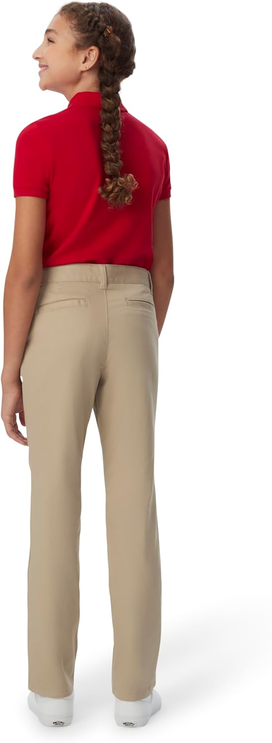 French Toast Mädchen Adjustable Waist Stretch Twill Straight Leg Pant (Standard & Plus) Hose 5 Khaki