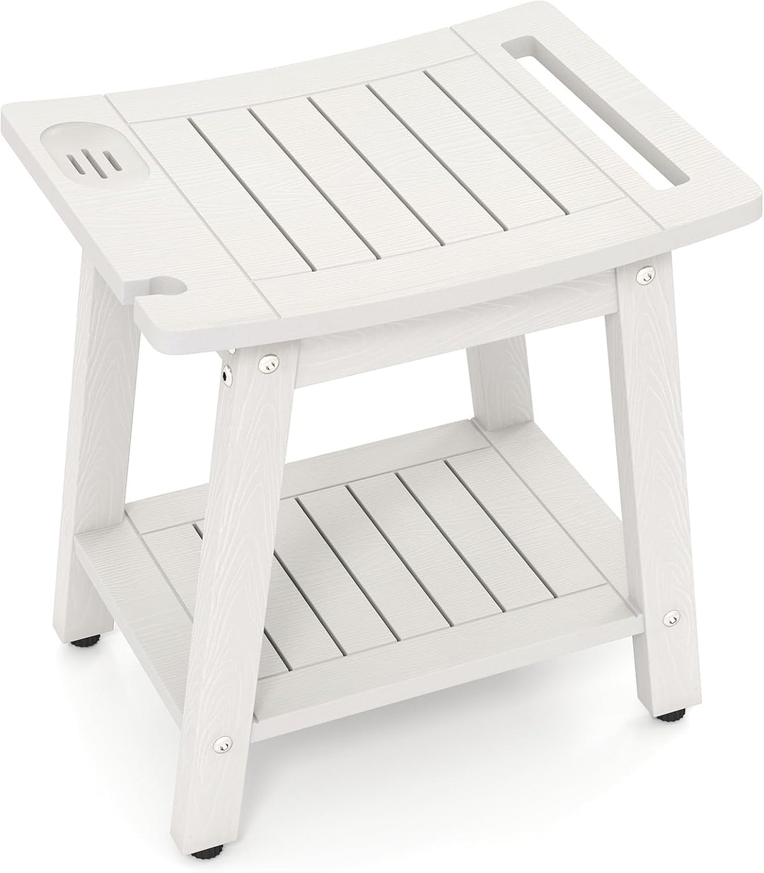 RELAX4LIFE Duschhocker, Badhocker Wasserfest rutschfest, Badezimmerhocker mit Ablage, Duschsitz bis
