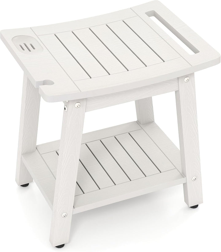 RELAX4LIFE Duschhocker, Badhocker Wasserfest rutschfest, Badezimmerhocker mit Ablage, Duschsitz bis