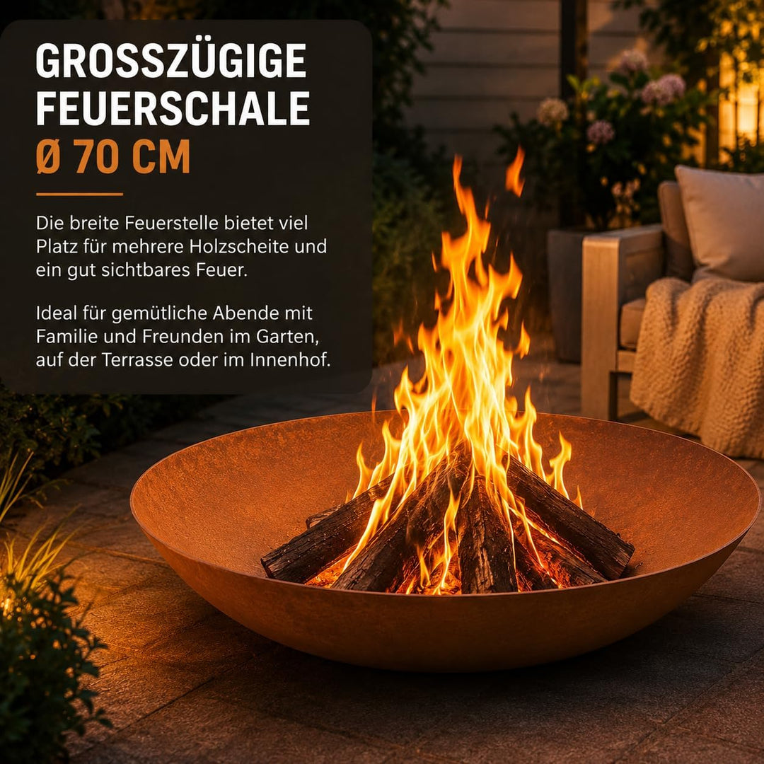 Edelrost Garten Feuerschale Rost Pflanzschale aus Metall Rost 70cm 2mm T 18cm