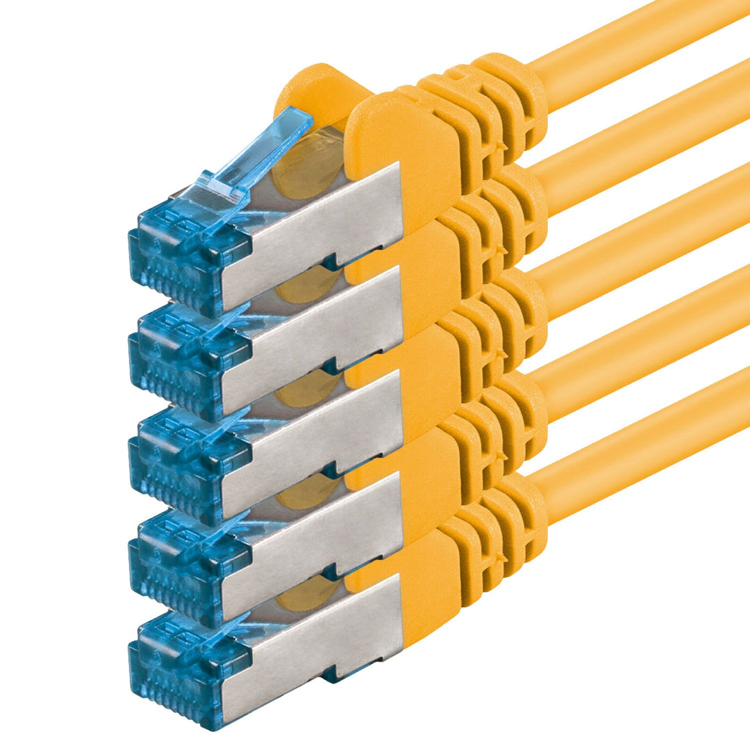 1aTTack.de 5m - CAT6a - Netzwerkkabel gelb - 5 Stück CAT 6 A Patchkabel 10000 Mbit s SFTP PIMF 500 M